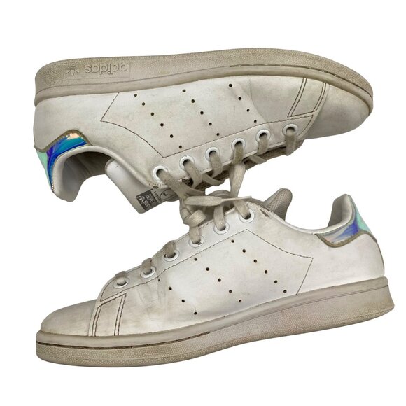 Adidas Stan Smith Primegreen Iridescent Holographic Shiny Accent Sneakers Size 4 - Picture 5 of 10